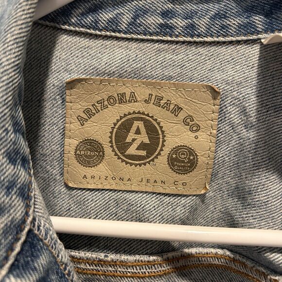 Arizona Jean Company Denim Jacket Trucker Cowboy Medium Distressed Vintage‎ 90s - Picture 2 of 9